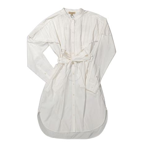 Burberry Aronia Abizt Long Sleeve Shirt Dress In White 